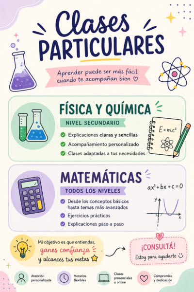 Clases particulares matemáticas, física y química