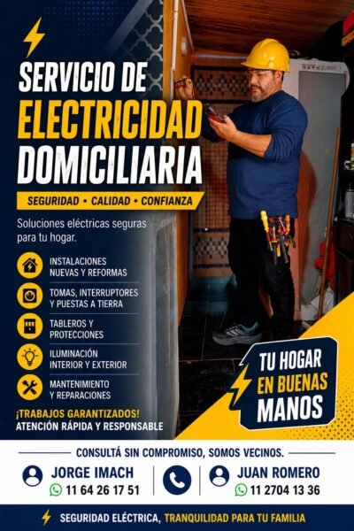 Servicio de electricidad domiciliaria